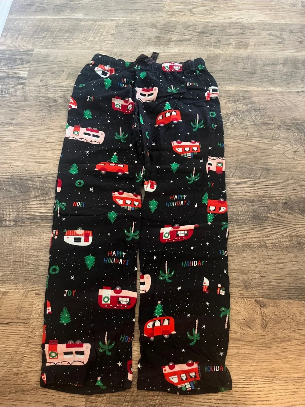 Old Navy Black Holiday Camper Kids Pajama Bottoms with Red & Green Accents